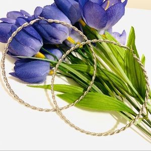 Silver Twisted Wave big Circle Hoops earring
